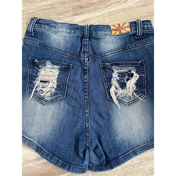 Machine Distressed Jean Shorts High Rise Women’s Size 30 Waist - Picture 4 of 5